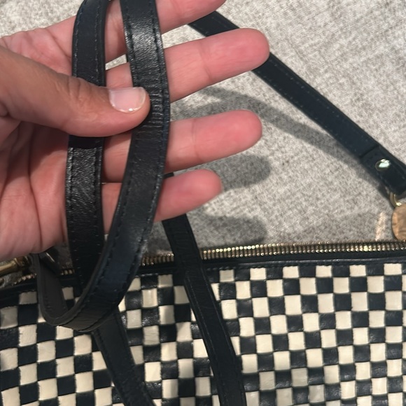 Clare V Petit Moyen Black/Cream Woven Checker crossbody/ shoulder bag - Picture 9 of 13